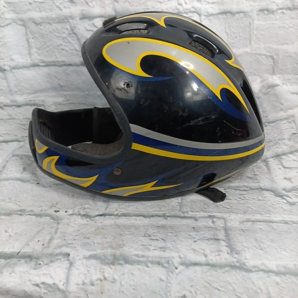 Vintage BMX 2001 Helmet Bell Sports Small/Med S / M  Flames Black / Blue Gold